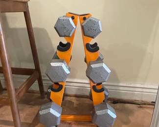 A-Frame Dumbbell Rack with Hex Dumbbells