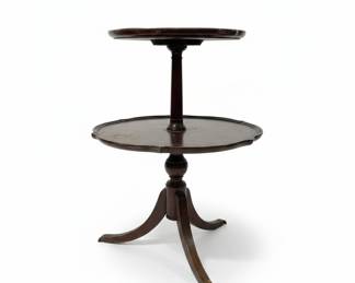 Vintage Mahogany Two-Tier Dumbwaiter Table