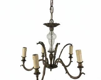 Vintage Brass and Crystal Chandelier