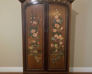 Painted Floral Armoire