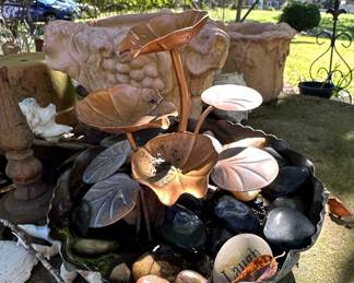 Copper Lotus Leaf Tabletop Water Fountain