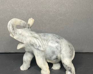 Hand-Carved Stone Elephant Figurine