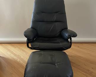 Contemporary Swivel Recliner and Ottoman
