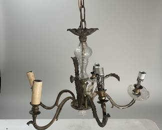 Vintage Brass and Glass Chandelier