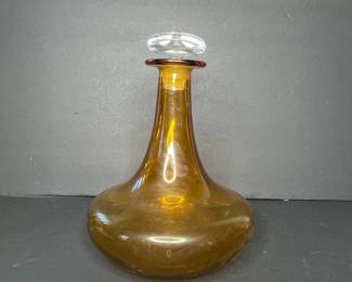 Vintage Empoli Amber Glass Decanter