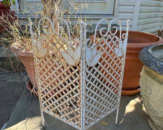 Vintage Wrought Iron Three-Panel Decorative Screen