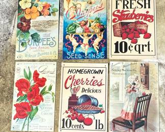 Vintage Seed and Produce Metal Advertising Signs
