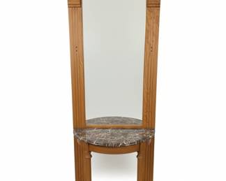 Vintage Oak Hall Mirror with Marble Top Console