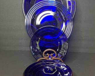 Vintage Cobalt Blue Glass Plates