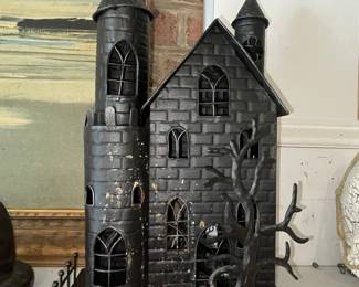 Moonlight Manor Metal Halloween Haunted House Tea Light Holder