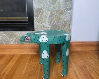 Hand-Painted Folk Art Animal Stool