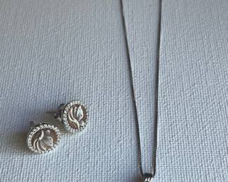 Shell Butterfly Cameo Sterling Silver Jewelry Set
