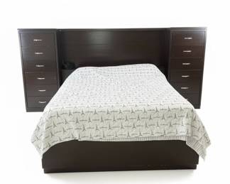 Modern Storage Bed with Integrated Pier Cabinets