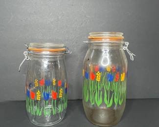 Vintage Arc France Tulip Glass Storage Jars