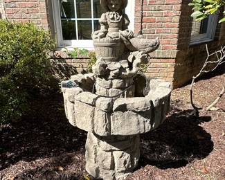 Girl with Chicken Garden Fountain