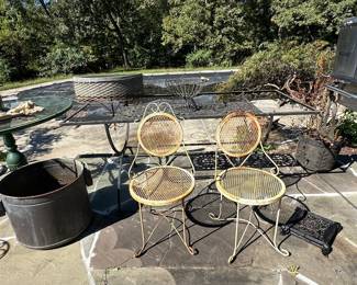 Vintage Wrought Iron Mesh Bistro Chairs