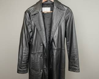 Wilsons Leather Maxima Black Leather Trench Coat
