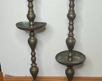 Vintage Brass Floor Candlesticks