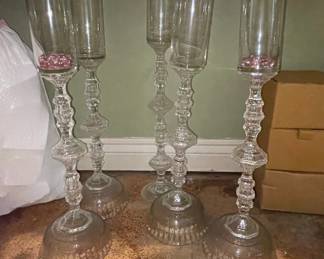 Glass Pedestal Hurricane Candle Holders