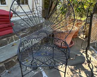 Vintage Salterini-Style Wrought Iron Peacock Chair