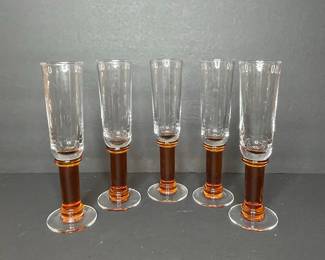 Vintage Luminarc Amber Stem Champagne Flutes