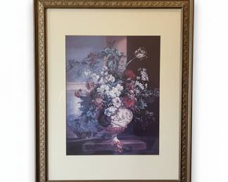 Floral Still Life Print in Gilt Frame