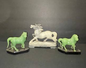 Hardstone Horse Figurines