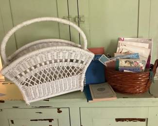 Wicker magazine rack, stationary & more
