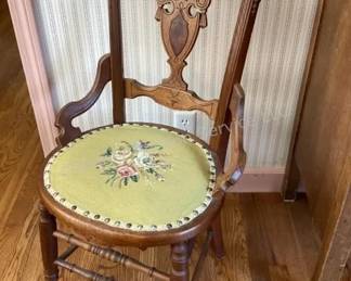 Needlepoint seat antique chair
