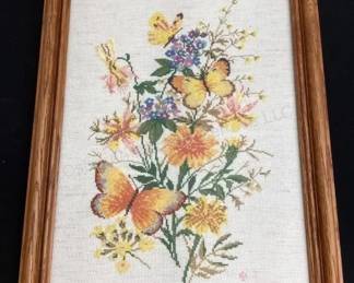 Cross-stitch butterfly picture