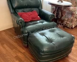 Thomas-Bain Leather chair & ottoman 
