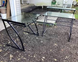 Glass & metal desk set