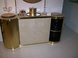 MID CENTURY SIDEBOARD/BAR ~NOTE RIGHT SIDE BAR CABINET IS OPEN ~ BOTH SIDES TURN TO OPEN AND CLOSE