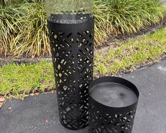 3 Piece Metal & Glass Decorative Plinths