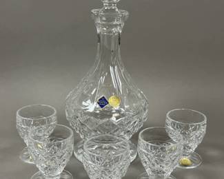 CZECH BOHEMIA CRYSTAL DECANTER W 5 CORDIAL GLASSES