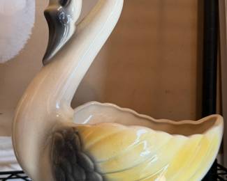VINTAGE BRUSH POTTERY SWAN PLANTER