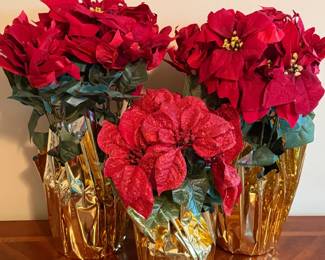 CHRISTMAS DECOR ARTIFICAL POINSETTIA PLANTS