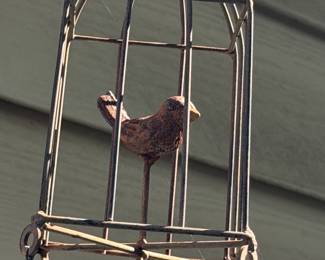 METAL WIND CHIME BIRD CAGE SUN & STARS