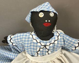 HANDMADE BLACK FOLK ART CLOTH DOLL