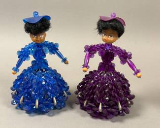 VINTAGE SAFETY PIN & BEADED DOLL FIGURINES
