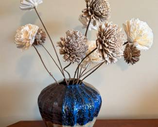DECORATIVE CERAMIC POT W FAUX FLORAL ARRANGEMENT
