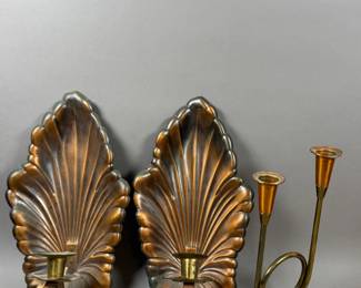 COPPERCRAFT GUILD SCONCE PAIR & CANDLE HOLDER