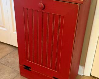 RUSTIC RED WOODEN TILT OUT TRASH BIN
