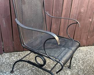 WROUGHT IRON HIGH BACK COIL SPRING CHAIR - 4 TOTAL IN 4 LOTS