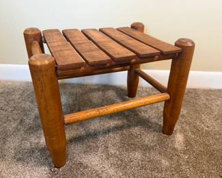 VINTAGE WOODEN SLAT TOP STOOL