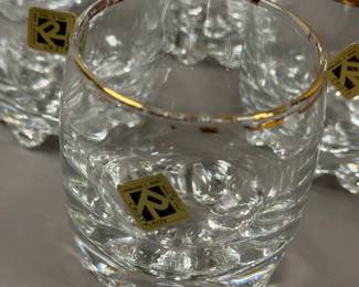 CRISTALROV ITALY GOLD RIM CRYSTAL ROCKS GLASSES