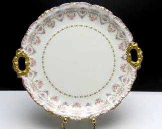 Antique Jean Pouyat Hand Painted Limoges, France Plate (1891-1932) on Stand Imported for Wanamaker's
