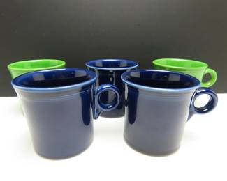 Lot of 5 Homer Laughlin Fiesta Classic "Tom & Jerry" Ring Handle Coffee Mugs