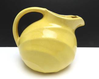 Vintage Stoneware Yellow Tilt Ball Pitcher Attributed to Hall China
