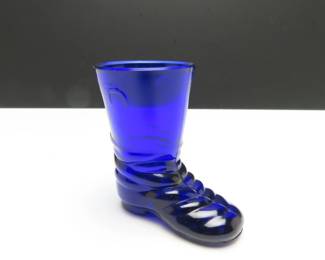 Vintage Cobalt Blue Cowboy Boot Toothpick Holder / Shot Glass by Imperial Glass Company